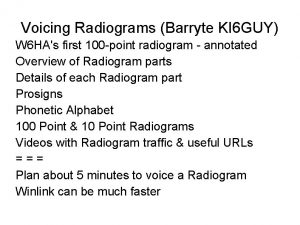 Voicing Radiograms Barryte KI 6 GUY W 6