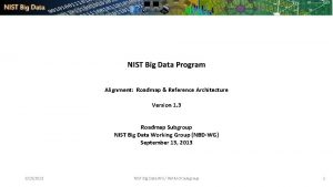 NIST Big Data Program Alignment Roadmap Reference Architecture