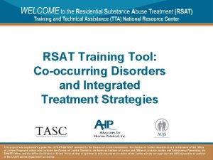 RSAT Training Tool Cooccurring Disorders and Integrated Treatment