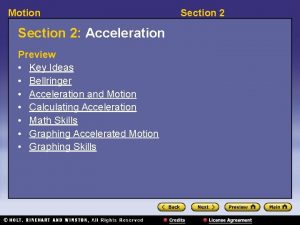 Motion Section 2 Acceleration Preview Key Ideas Bellringer