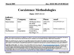 March 2005 doc IEEE 802 19 050012 r