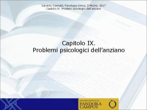 Sanavio Cornoldi Psicologia clinica Il Mulino 2017 Capitolo
