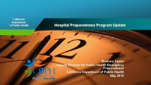 California Department of Public Health Hospital Preparedness Program