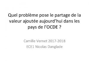 Quel problme pose le partage de la valeur