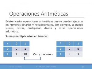 Operaciones Aritmticas Existen varias operaciones aritmticas que se