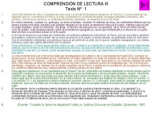 COMPRENSIN DE LECTURA III Texto N 1 1