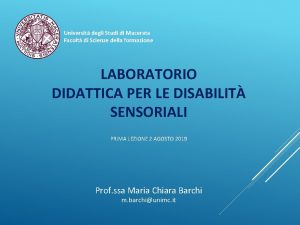 Universit degli Studi di Macerata Facolt di Scienze