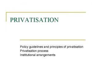 Objectives of privatisation