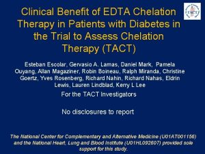 Clinical Benefit of EDTA Chelation Therapy in Patients