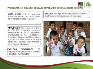 PROGRAMA 1 1 AGUAZUL EDUCADA SUPERANDO DESIGUALDADES SOCIALES