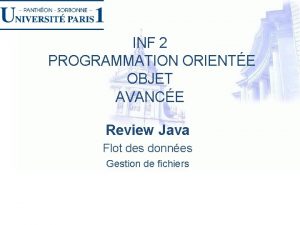 INF 2 PROGRAMMATION ORIENTE OBJET AVANCE Review Java