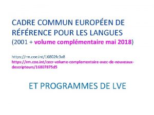 CADRE COMMUN EUROPEN DE RFRENCE POUR LES LANGUES