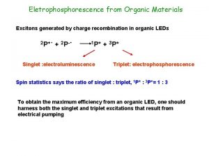 Eletrophosphorescence from Organic Materials Excitons generated by charge