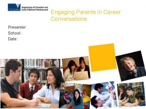 Engaging Parents in Career Conversations Presenter School Date