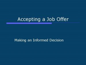 Accepting a Job Offer Making an Informed Decision