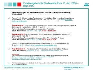 Zusatzangebote fr Studierende Kurs 15 Jan 2016 Sept