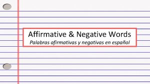 Affirmative Negative Words Palabras afirmativas y negativas en