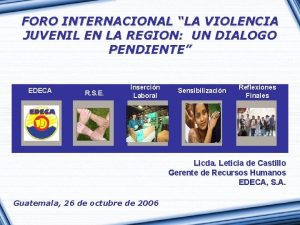 FORO INTERNACIONAL LA VIOLENCIA JUVENIL EN LA REGION