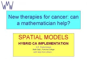 New therapies for cancer can a mathematician help