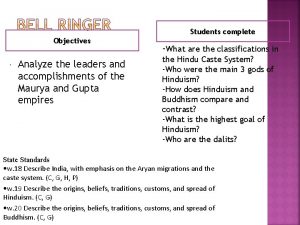 Students complete Objectives Analyze the leaders and accomplishments