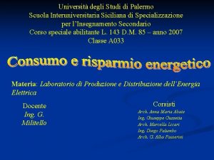 Universit degli Studi di Palermo Scuola Interuniversitaria Siciliana