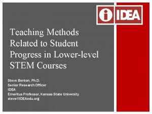 Teaching Methods Related to Student Progress in Lowerlevel