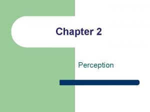 Chapter 2 Perception Perception is Important l Differences