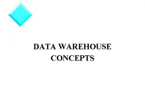 DATA WAREHOUSE CONCEPTS A Definition A Data Warehouse
