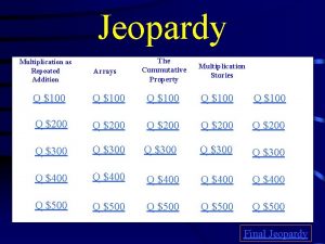 Jeopardy Multiplication as Repeated Addition Arrays The Commutative