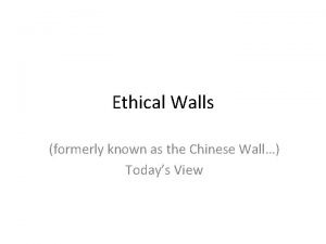 Ethical walls