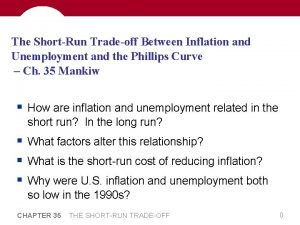 The ShortRun Tradeoff Between Inflation and Unemployment and