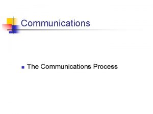 Communications n The Communications Process Introduction n n