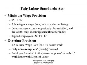 Fair Labor Standards Act Minimum Wage Provision 5