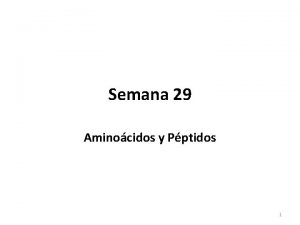 Semana 29 Aminocidos y Pptidos 1 AMINOCIDOS Y