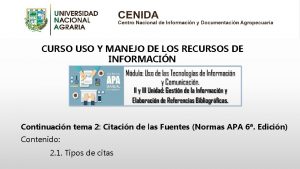 CURSO USO Y MANEJO DE LOS RECURSOS DE