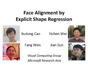 Face Alignment by Explicit Shape Regression Xudong Cao