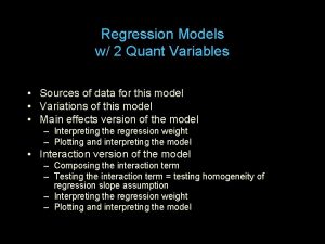 Regression Models w 2 Quant Variables Sources of