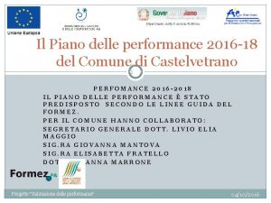 Il Piano delle performance 2016 18 del Comune