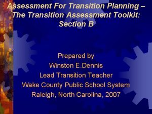 Informal assessments for transition planning