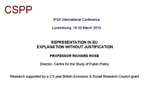 CSPP IPSA International Conference Luxembourg 18 20 March