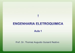 Prof Dr Thomaz Augusto Guisard Restivo ENGENHARIA ELETROQUMICA