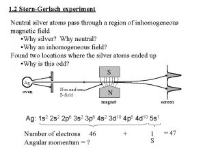 1 2 SternGerlach experiment Neutral silver atoms pass