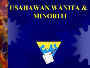 USAHAWAN WANITA MINORITI Siapakah Usahawan Penciptaan Satu perniagaan