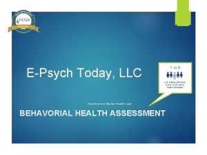 EPsych Today LLC Transforming Mental Health Care BEHAVORIAL
