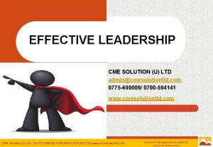 EFFECTIVE LEADERSHIP CME SOLUTION U LTD admincmesolutionltd com