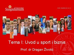 www singidunum ac rs Tema I Uvod u