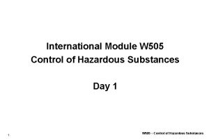 International Module W 505 Control of Hazardous Substances