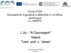 Corso PON Educazione linguistica e letteraria in unottica