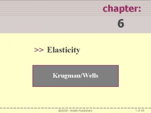 chapter SUMMARY 6 Elasticity KrugmanWells 2009 Worth Publishers