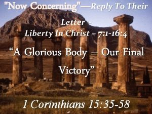 Now ConcerningReply To Their Letter Liberty In Christ
